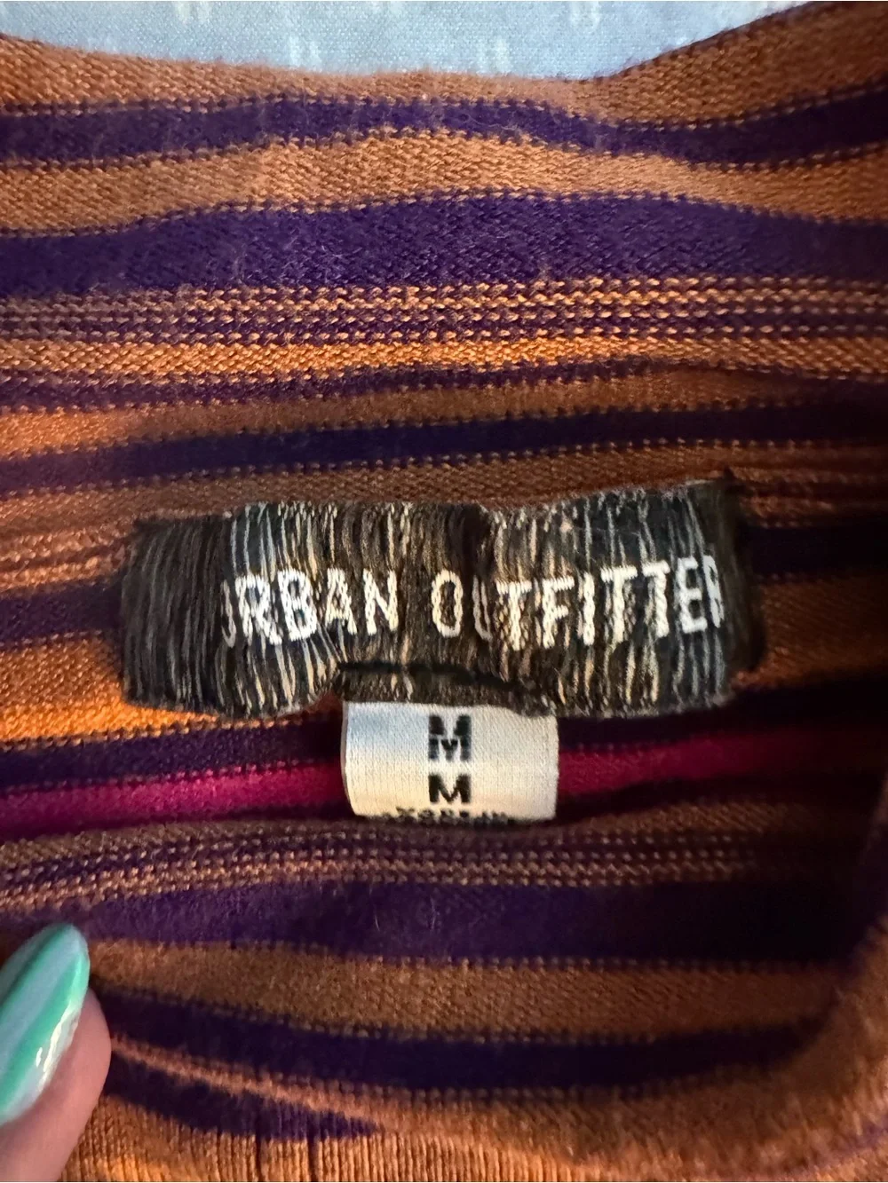 Urban Outfitters Striped Mock Neck Sweater in Pink & Brown & Black - Picture 2 of 3
